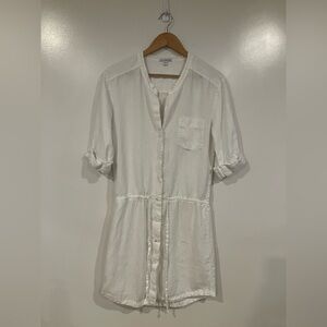 James Perse White Linen Button-Down Shirtdress Size 2